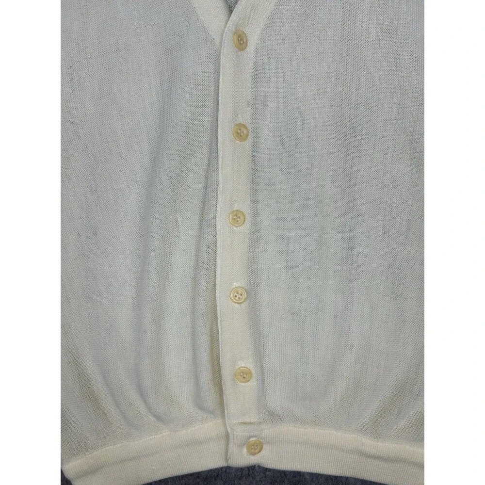 Vtg Brentwood Sportswear Men’s Light Yellow Cardigan Sweater Grandpa Acrylic L